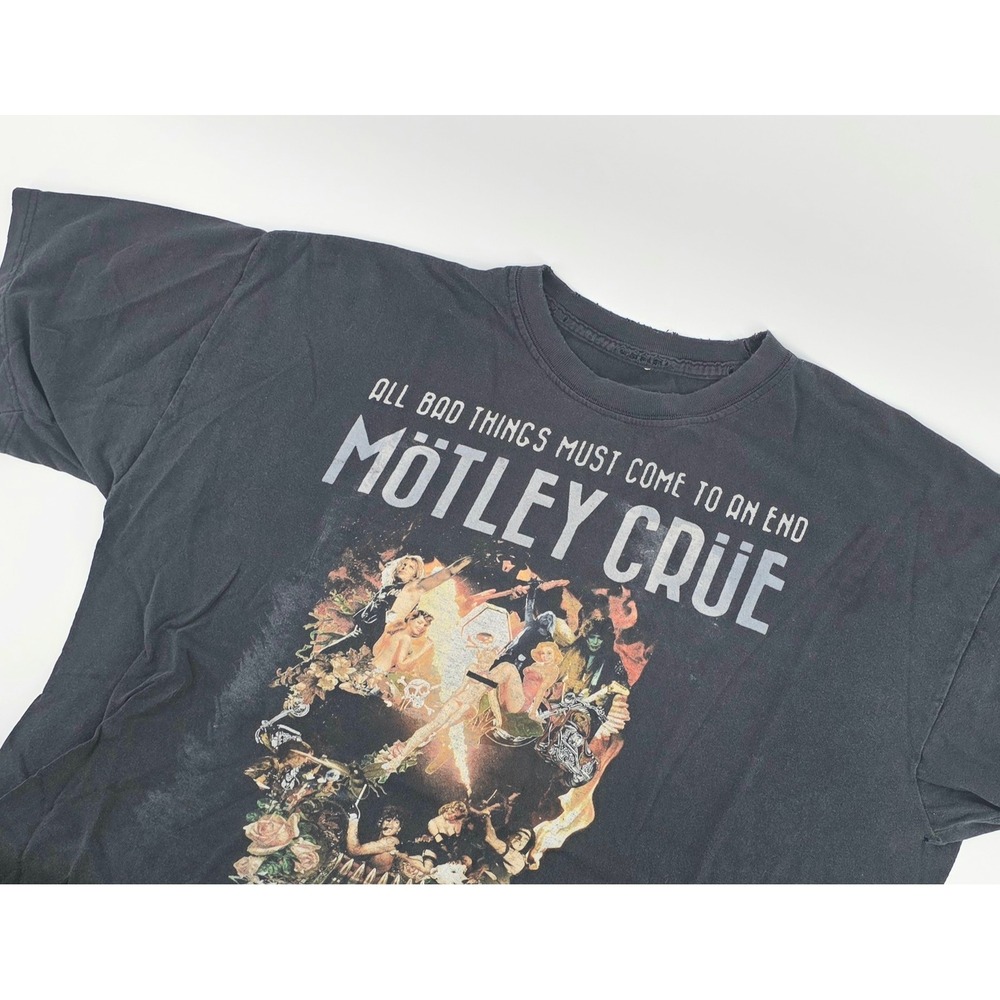 Motley Crue Vintage T-Shirt The Final Tour 2014 Graphic Mens XL Black Grunge